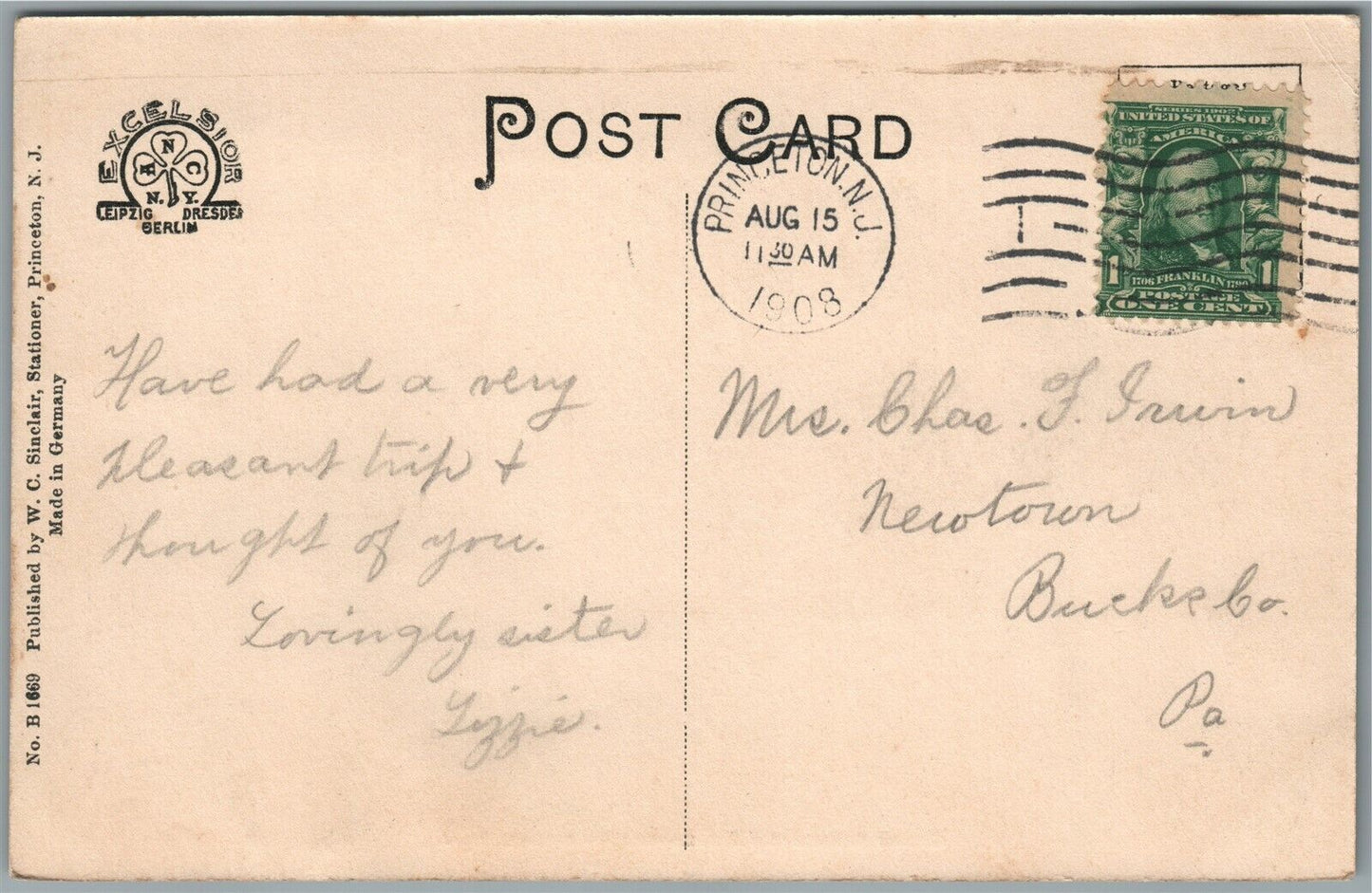 PRINCETOWN NJ GROVER CLEVELAND'S RESIDENCE ANTIQUE POSTCARD