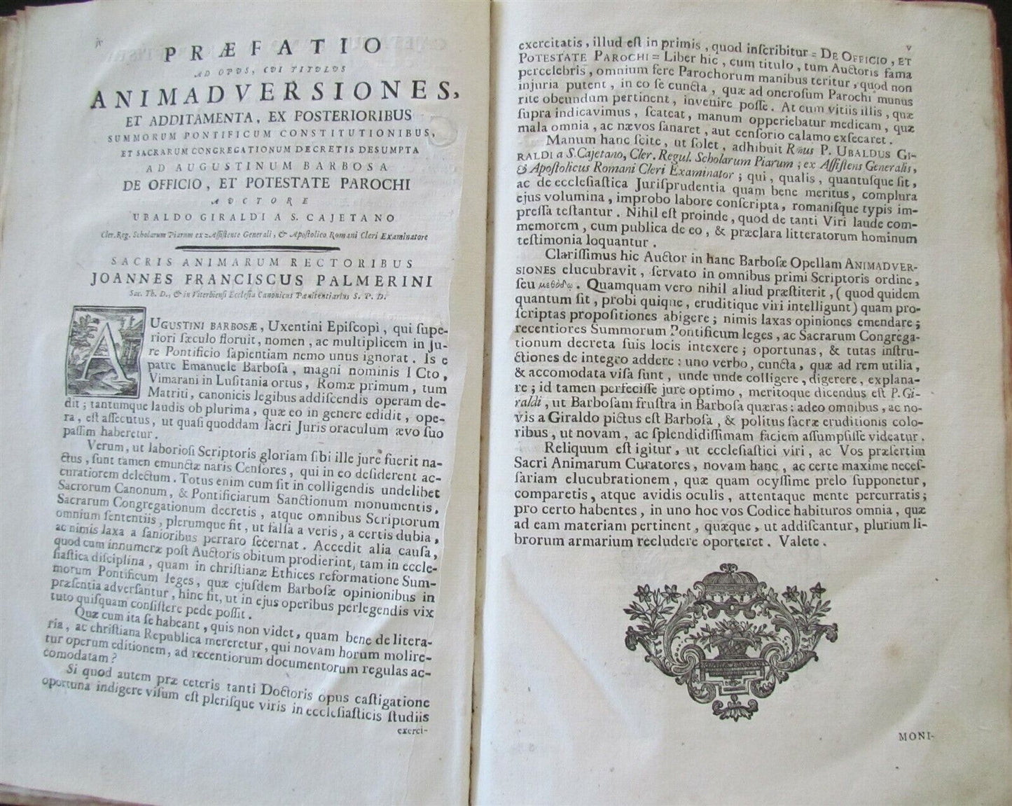 1774 VELLUM BOUND ANTIQUE FOLIO by UBALDO GIRALDI CANON LAW