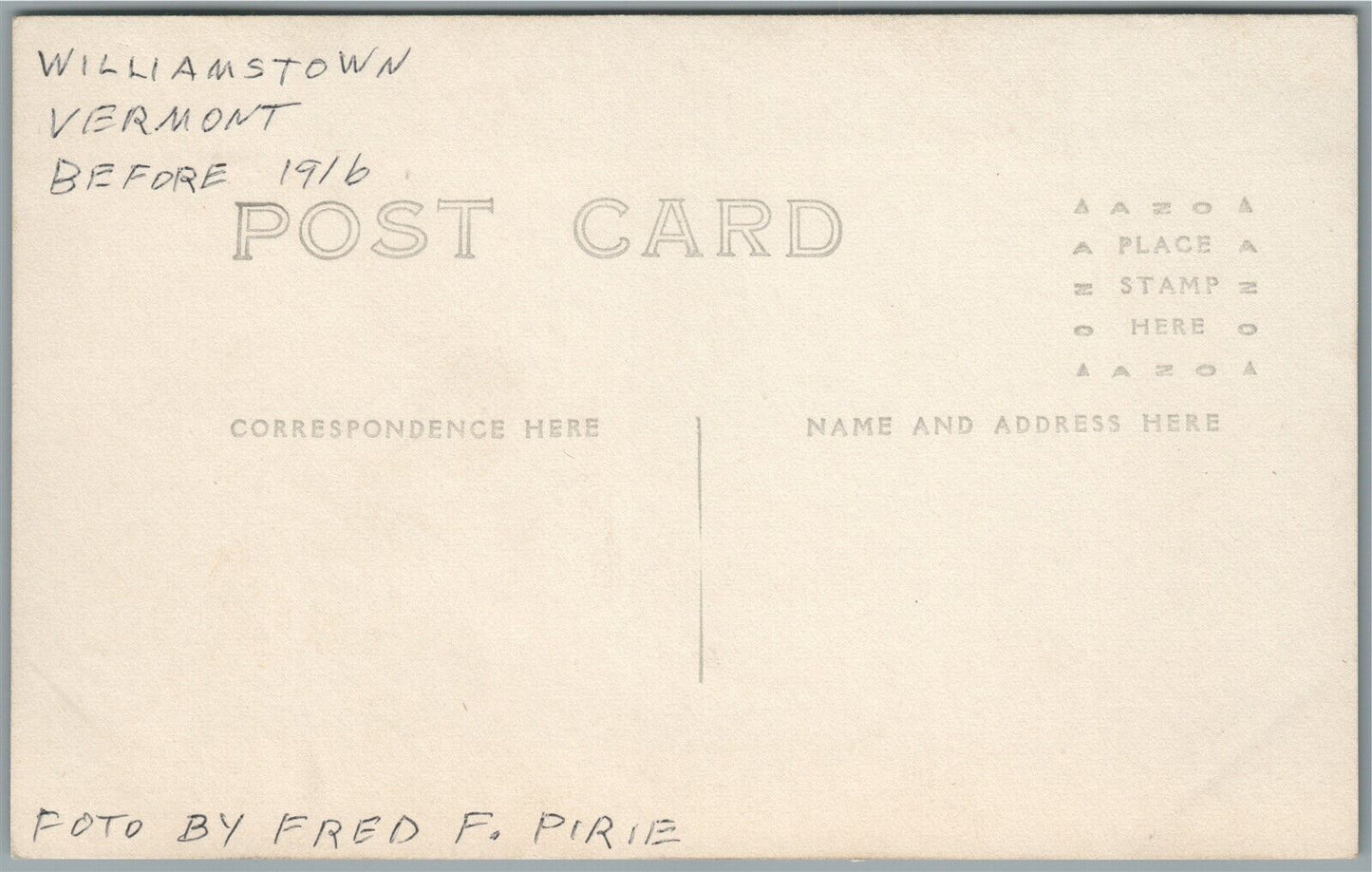 WILLIAMSTOWN VT ANTIQUE REAL PHOTO POSTCARD RPPC SPORT GAME