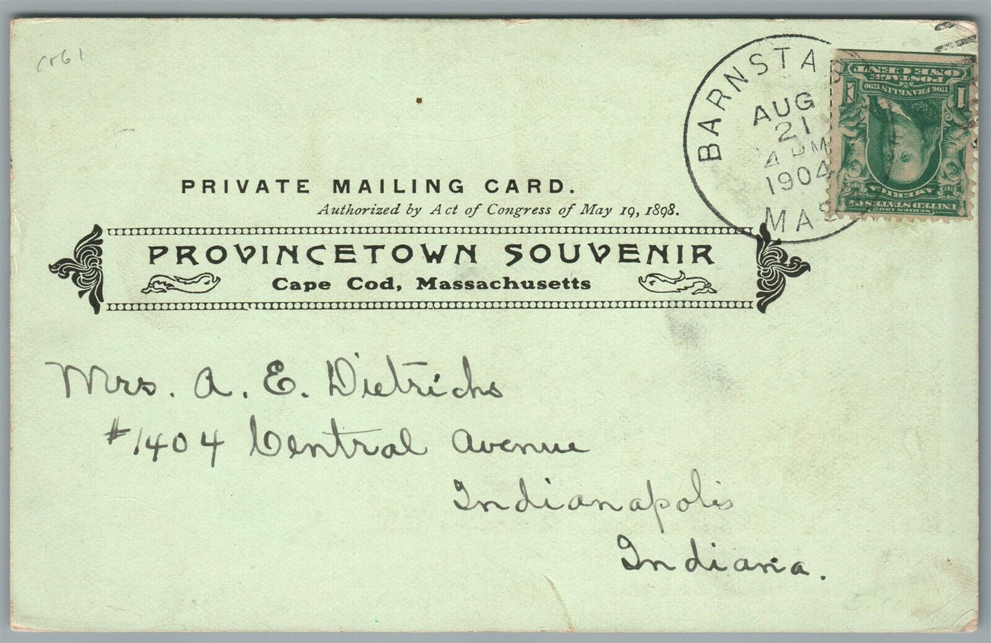 PROVINCETOWN MA STREET SCENE ANTIQUE POSTCARD