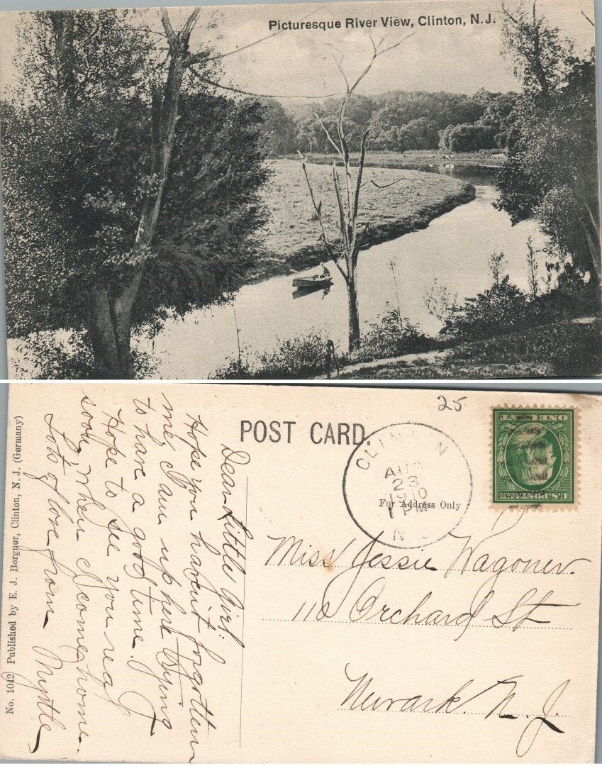 ANTIQUE 1910 POSTCARD PICTURESQUE RIVER VIEW CLINTON N.J.