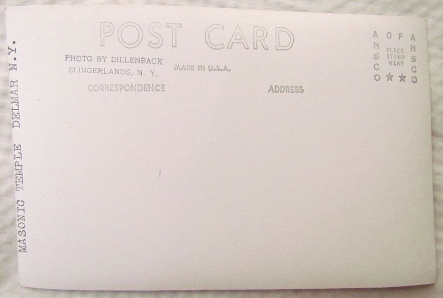 MASONIC TEMPLE DELMAR N.Y. VINTAGE RPPC REAL PHOTO POSTCARD BETHLEHEM ALBANY CO.