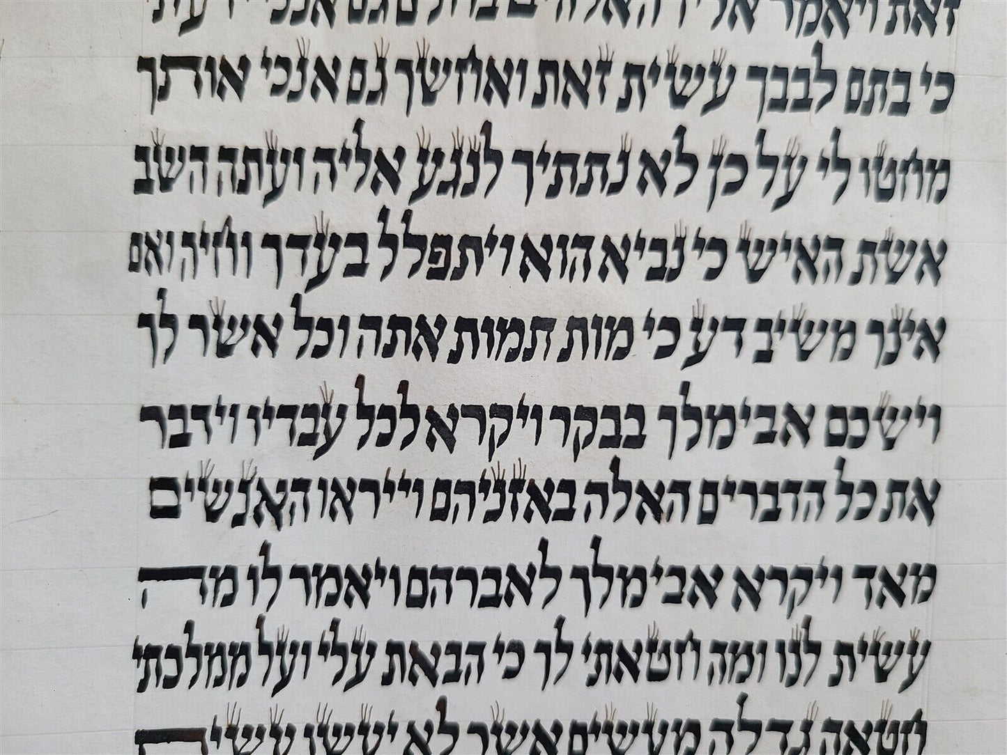 TORAH SCROLL FRAGMENT MANUSCRIPT on VELLUM ANTIQUE BIBLE Genesis 17:20 - 21:23