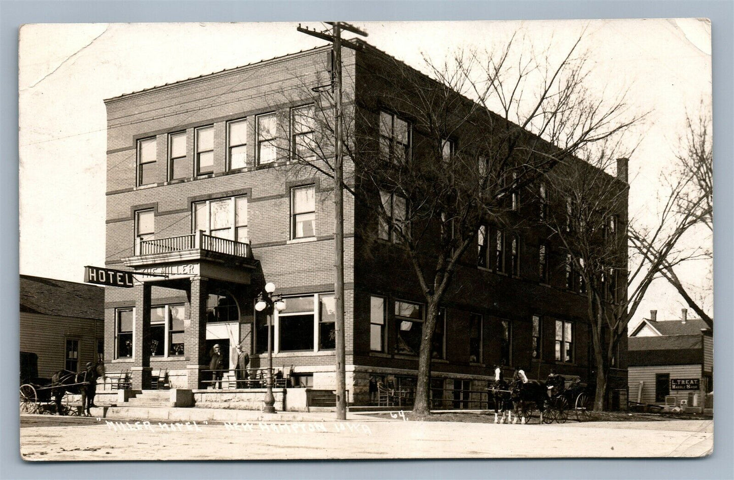 NEW HAMPTON IA MILLER HOTEL ANTIQUE REAL PHOTO POSTCARD RPPC