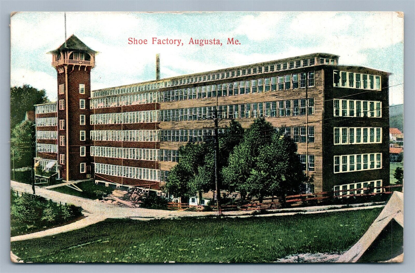 AUGUSTA ME SHOE FACTORY ANTIQUE POSTCARD