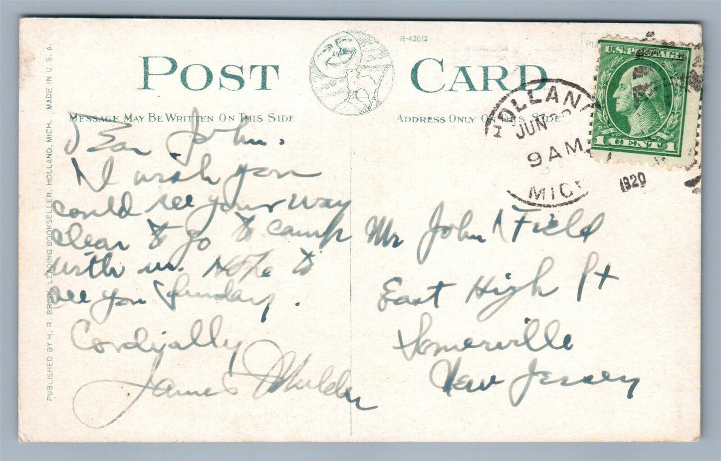 HOLLAND MI HIGH SCHOOL ANTIQUE POSTCARD