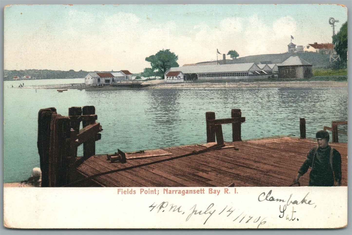 NARRAGANSETT BAY RI FIELDS POINT ANTIQUE POSTCARD