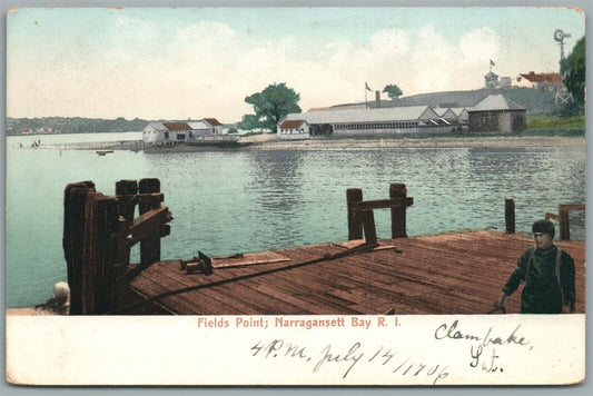 NARRAGANSETT BAY RI FIELDS POINT ANTIQUE POSTCARD