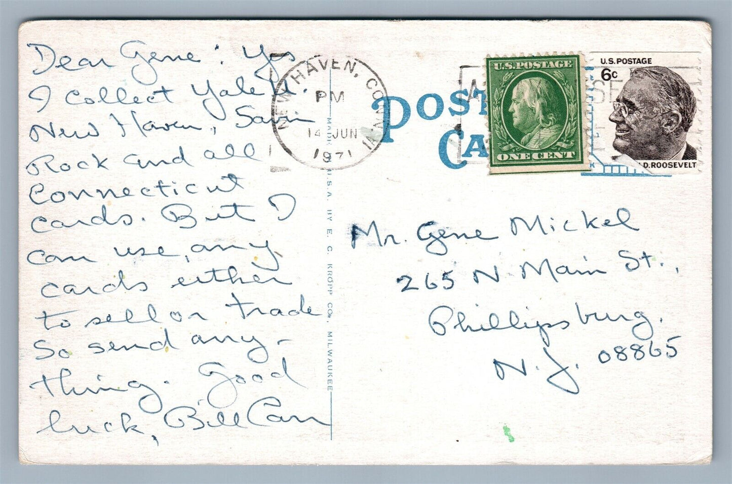 HARVARD IL NORTH JEFFERSON STREET VINTAGE POSTCARD