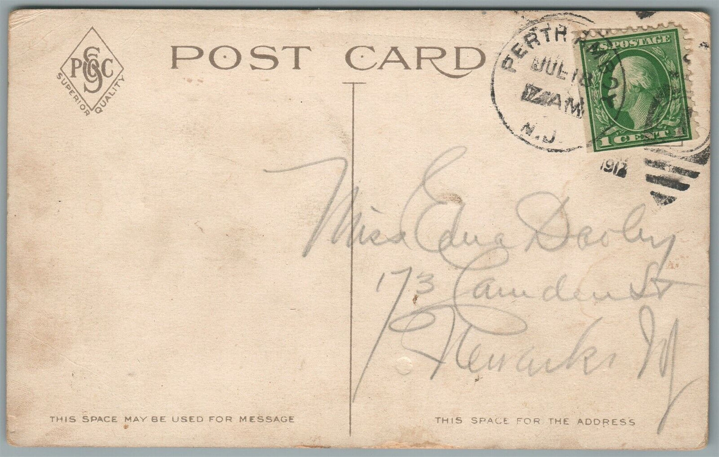 PERTH AMBOY NJ VIEW OF BLUFF ANTIQUE POSTCARD