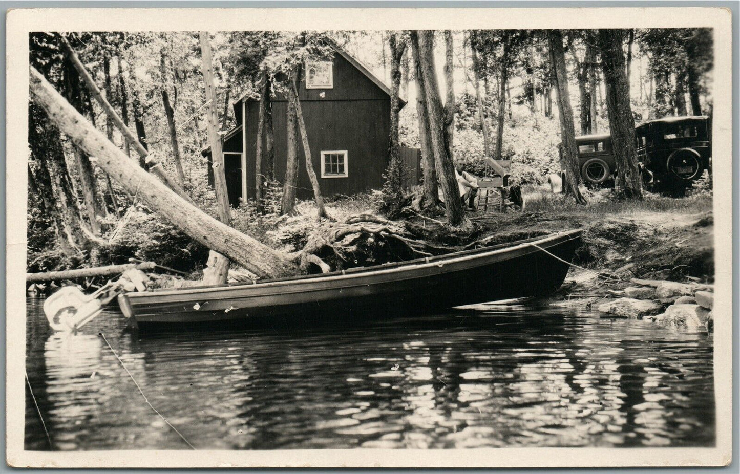 WEST DANVILLE VT CAMP JOE'S POND ANTIQUE REAL PHOTO POSTCARD RPPC