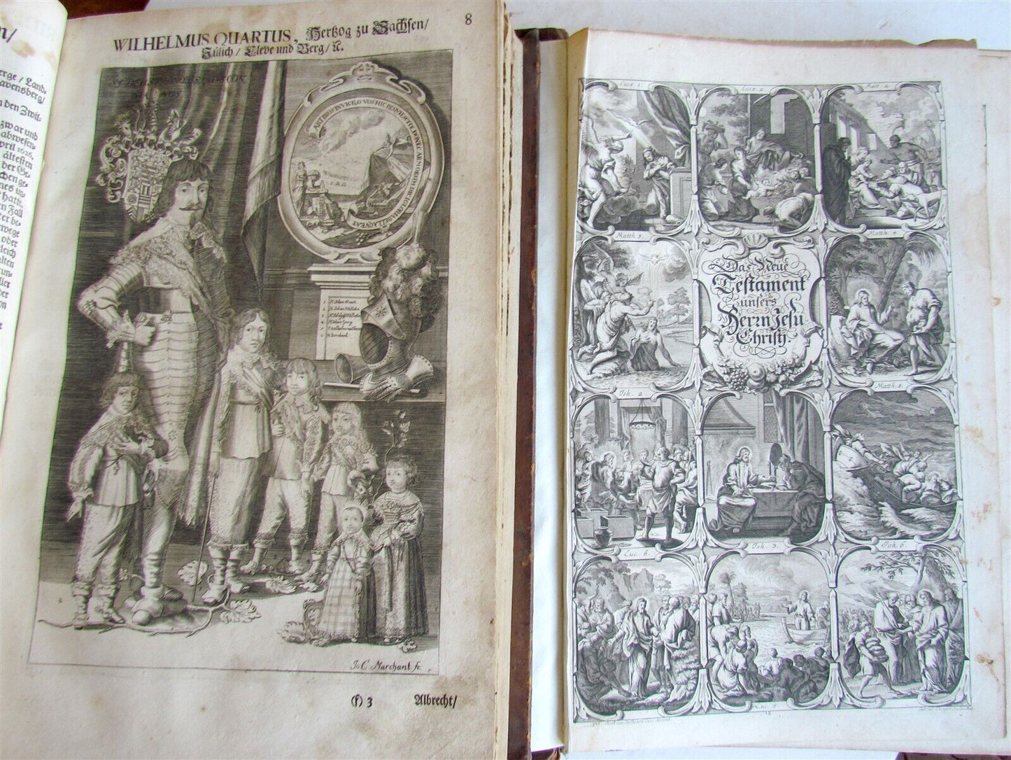 1708 BIBLE in GERMAN 3 MASSIVE FOLIO VOLUMES MARTIN LUTHER ILLUSTRATED antique