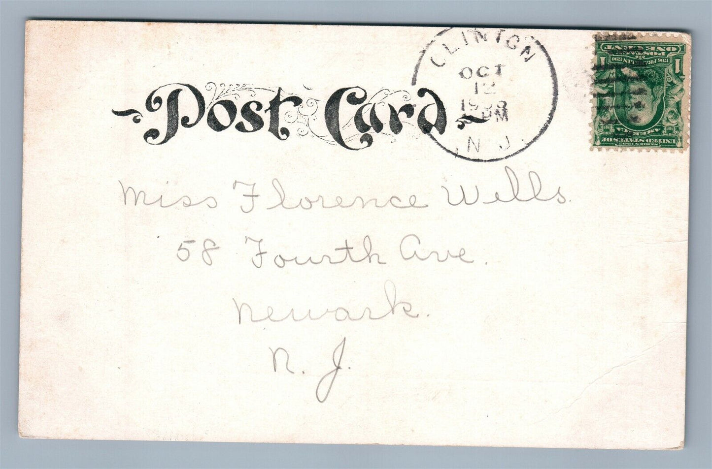 CLINTION NJ BUSINESS SECTION ANTIQUE POSTCARD