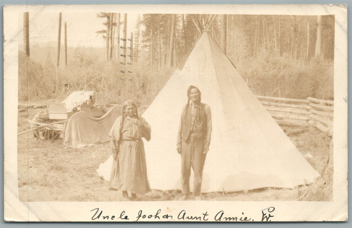 NATIVE AMERICAN FAMILY VINTAGE REAL PHOTO POSTCARD RPPC