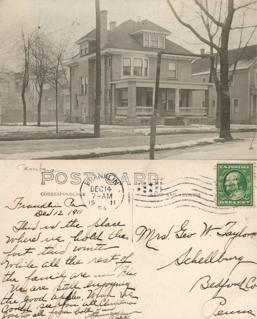 FRANKLIN PA CAMBRIA COUNTY 1911 ANTIQUE RPPC REAL PHOTO POSTCARD