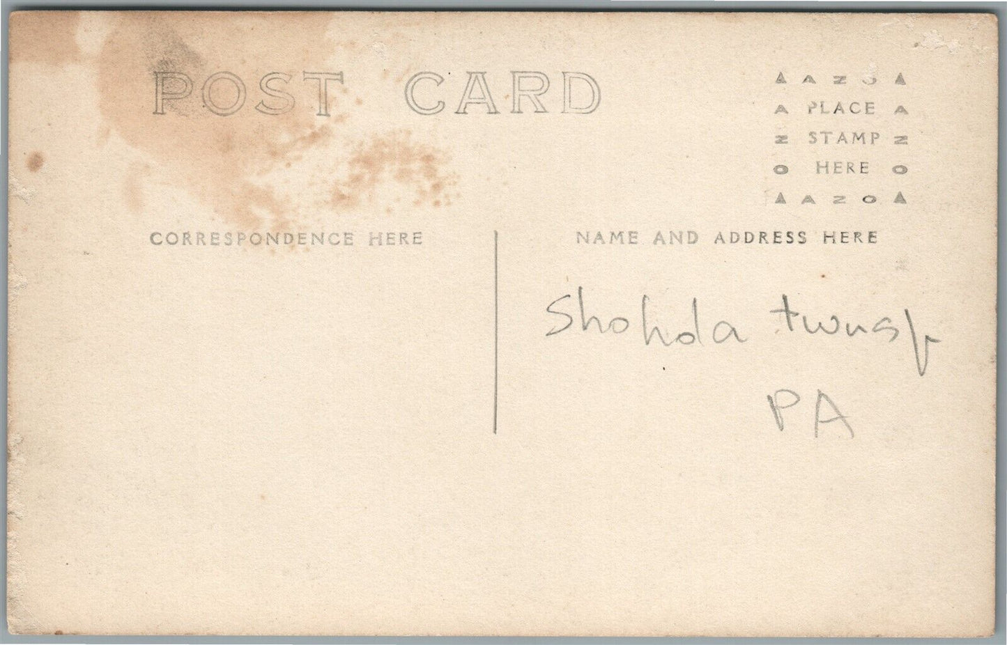 SHOHOLA TOWNSHIP PA HIRSCH LAKE ANTIQUE REAL PHOTO POSTCARD RPPC