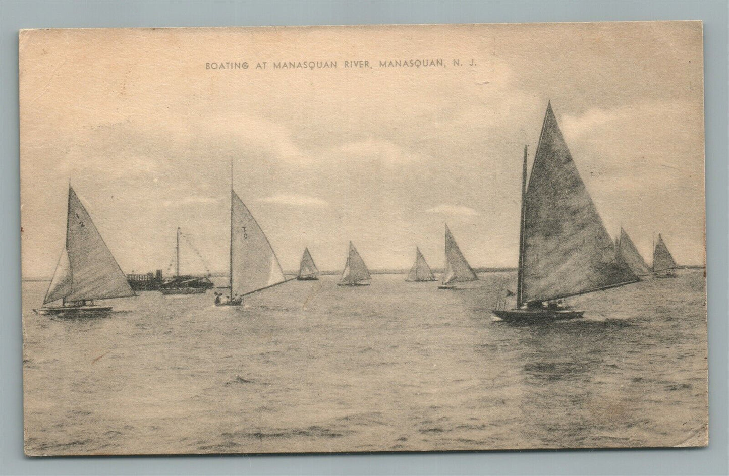 MANASQUAN BEACH NJ BOATING ANTIQUE POSTCARD