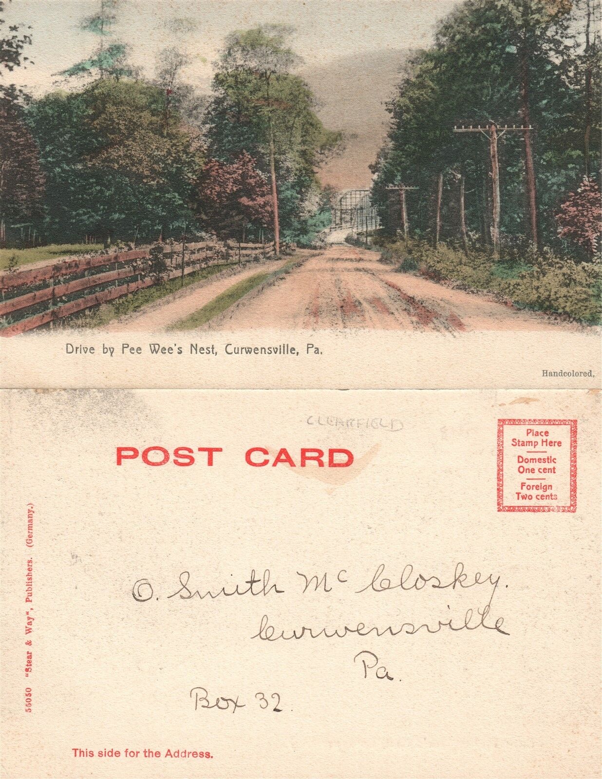 CURWENSVILLE PA DRIVE BY PEE WEE'S NEST UNDIVIDED ANTIQUE POSTCARD