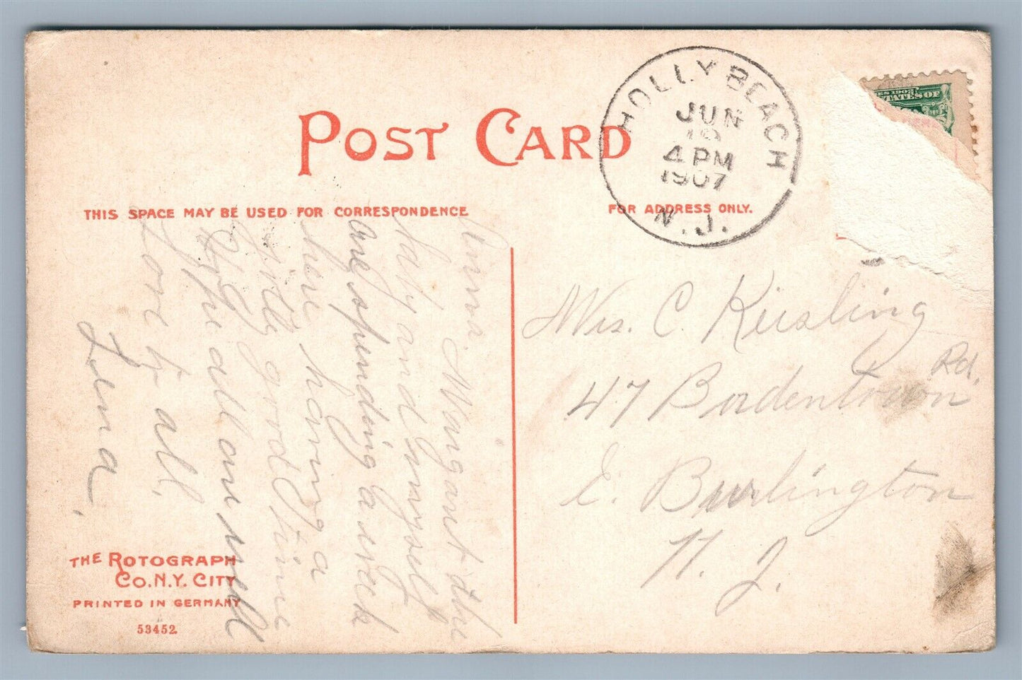HOLLY BEACH NJ UNITED STATES LIFE SAVING STATION ANTIQUE POSTCARD