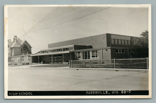 REEDSVILLE WI HIGH SCHOOL VINTAGE REAL PHOTO POSTCARD RPPC