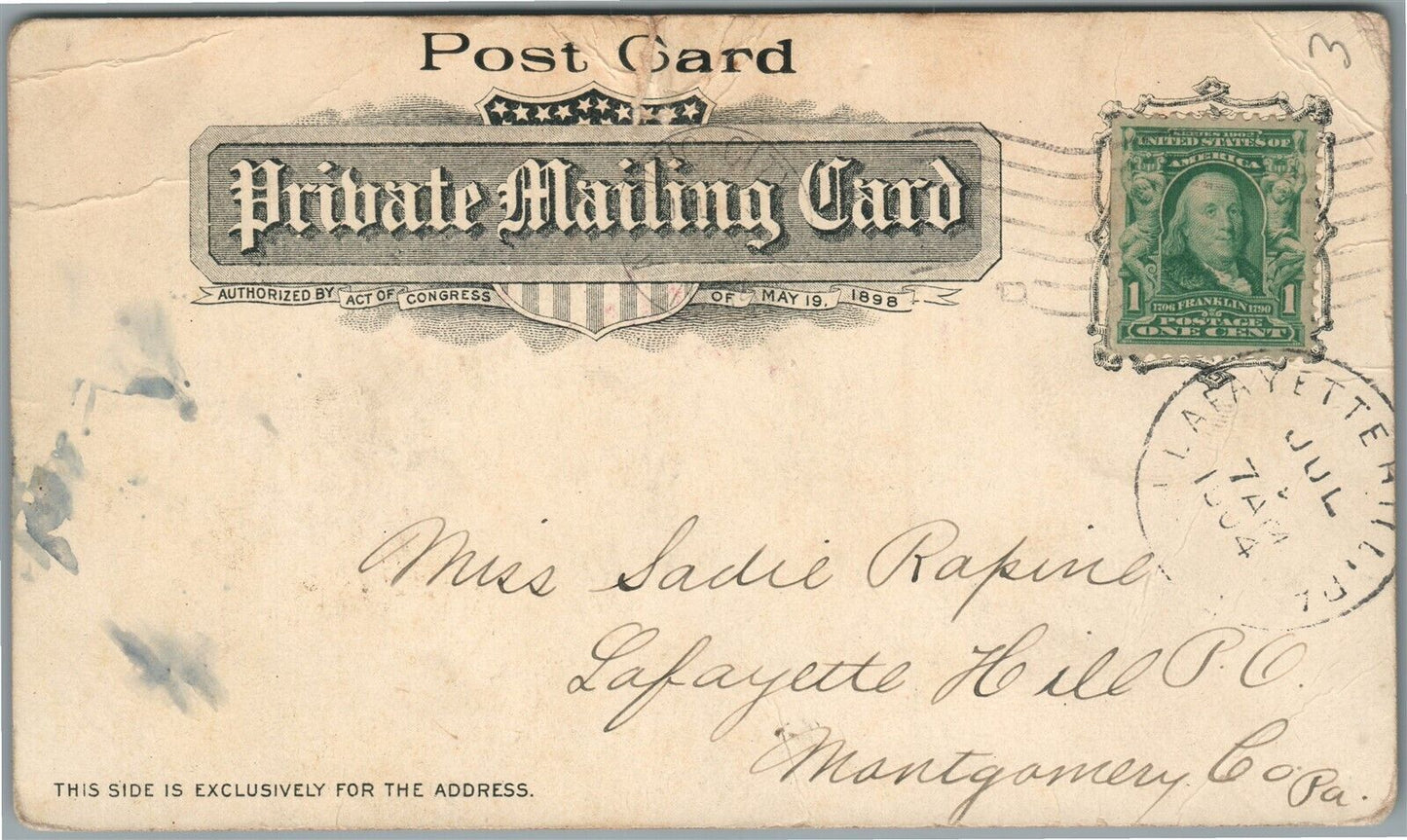 ATLANTIC CITY HEINZ OCEAN PIER 1904 ANTIQUE POSTCARD PRIVATE MAILING CARD