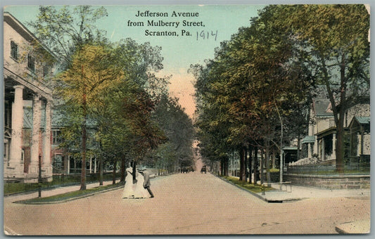 SCRANTON PA JEFFERSON AVENUE ANTIQUE POSTCARD
