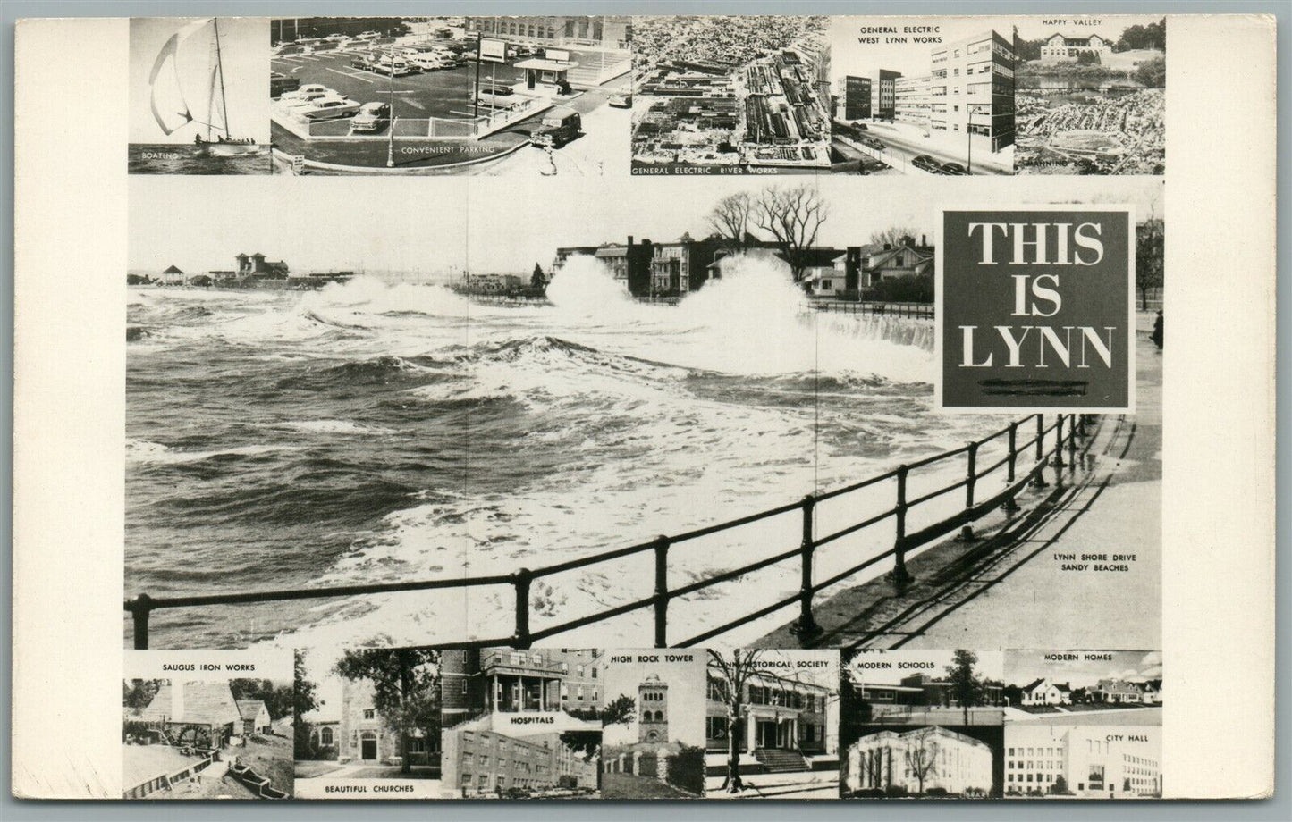LYNN MA VIEWS VINTAGE REAL PHOTO POSTCARD RPPC