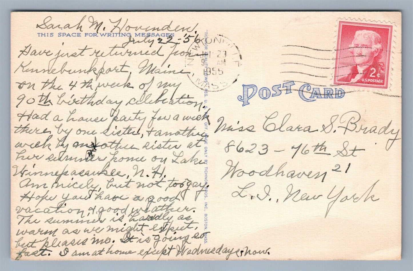 KENNEBUNK LANDING ME WEDDING CAKE HOUSE 1955 VINTAGE POSTCARD