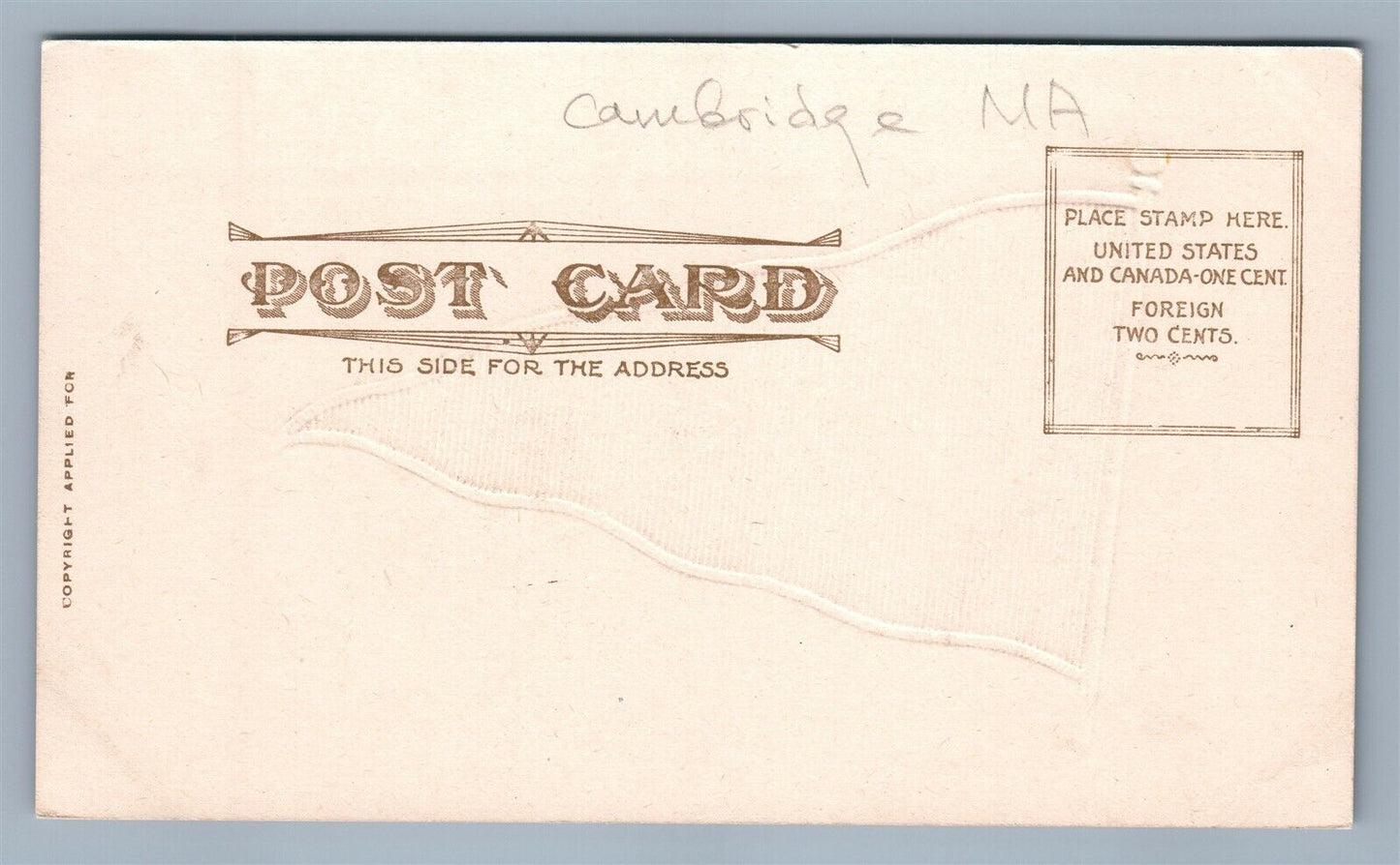 CAMBRIDGE MA HARVARD UNIVERSITY EMBOSSED FLAG ANTIQUE POSTCARD
