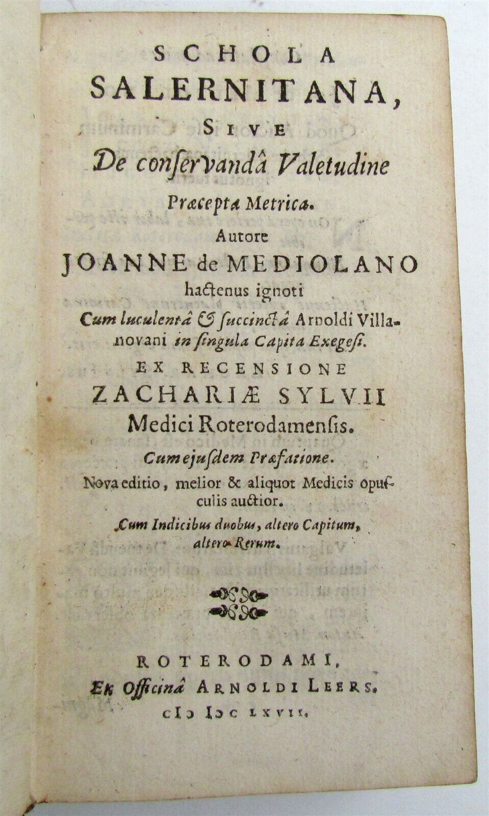 1667 MEDICAL Joannes de MEDIOLANO Schola Salernitana antique