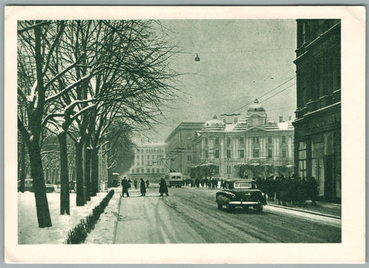 LATVIA RIGA STREET SCENE RUSSIAN VINTAGE POSTCARD