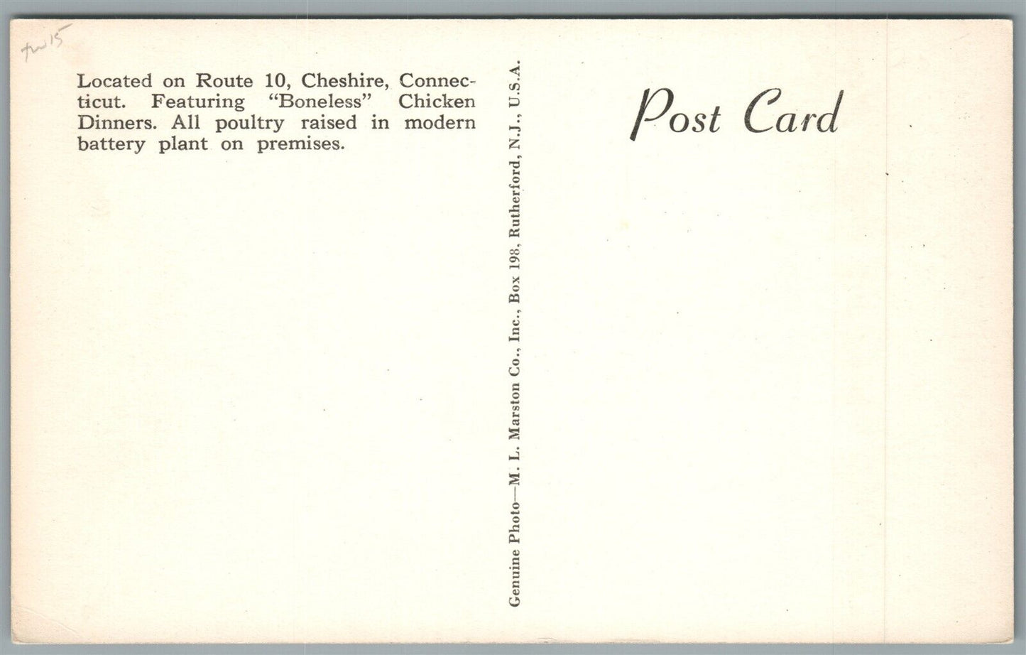 CHESHIRE CT WAVERLY INN ON ROUTE 10 VINTAGE REAL PHOTO POSTCARD RPPC