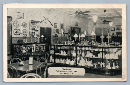 ACCOMOC VA WISPERING PINES ANTIQUES ADVERTISING VINTAGE POSTCARD