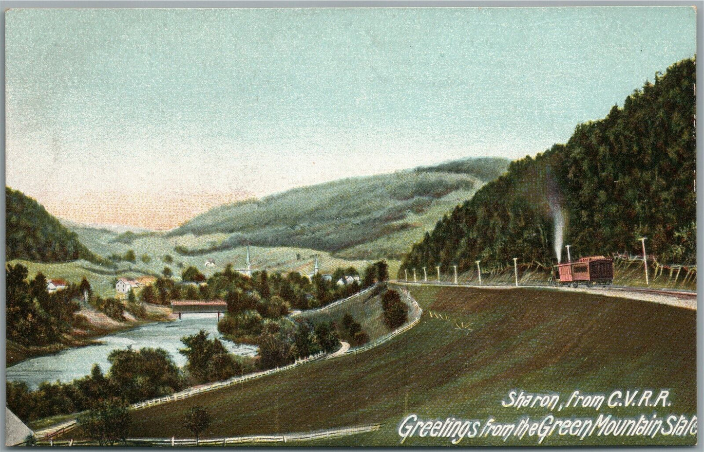 SHARON VT GENERAL VIEW ANTIQUE POSTCARD