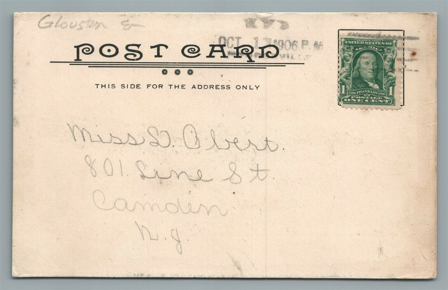GLASSBORO NJ PUBLIC FOUNTAIN ANTIQUE POSTCARD