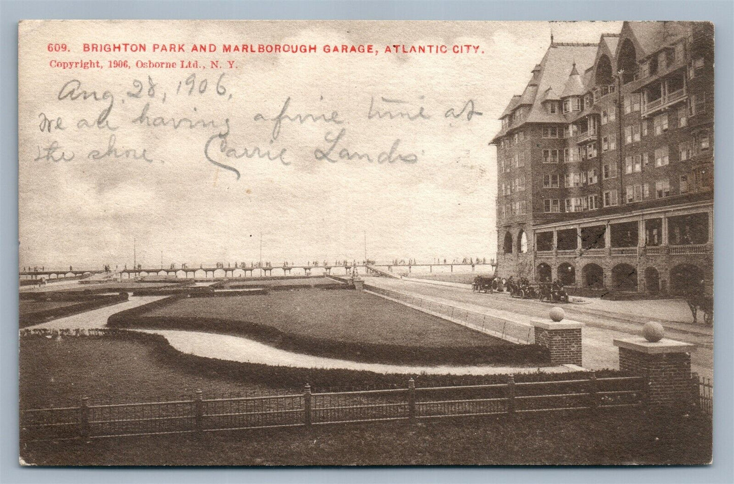 ATLANTIC CITY NJ BRIGHTON PARK & MARLBOROUGH GARAGE ANTIQUE POSTCARD