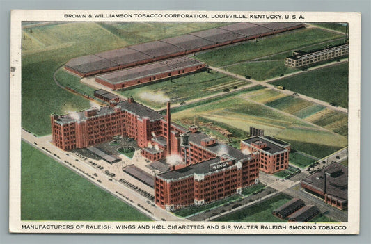 LOUISVILLE KY BROWN & WILLIAMSON TOBACCO CORP. VINTAGE POSTCARD