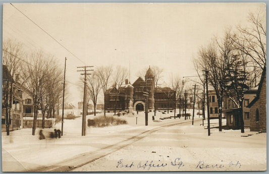 BARRE VT POST OFFICE SQUARE ANTIQUE REAL PHOTO POSTCARD RPPC