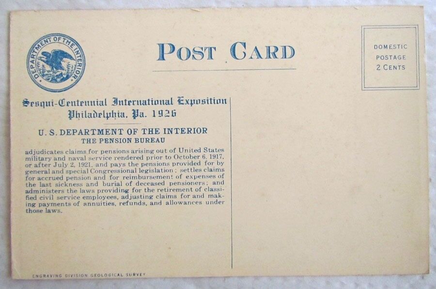 ANTIQUE 1926 POSTCARD CHECKS SIGNED AT LABOR SAVING DEVICE OF PENSION BUREAU