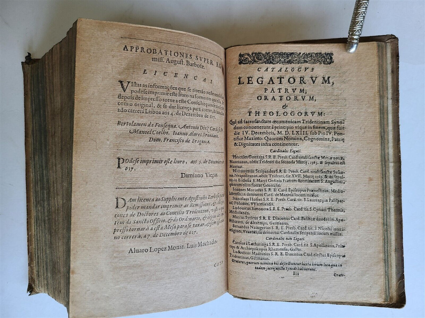 1621 SANCROS. CONCILII TRIDENTINI CANONES et DECRETA antique PIGSKIN BINDING