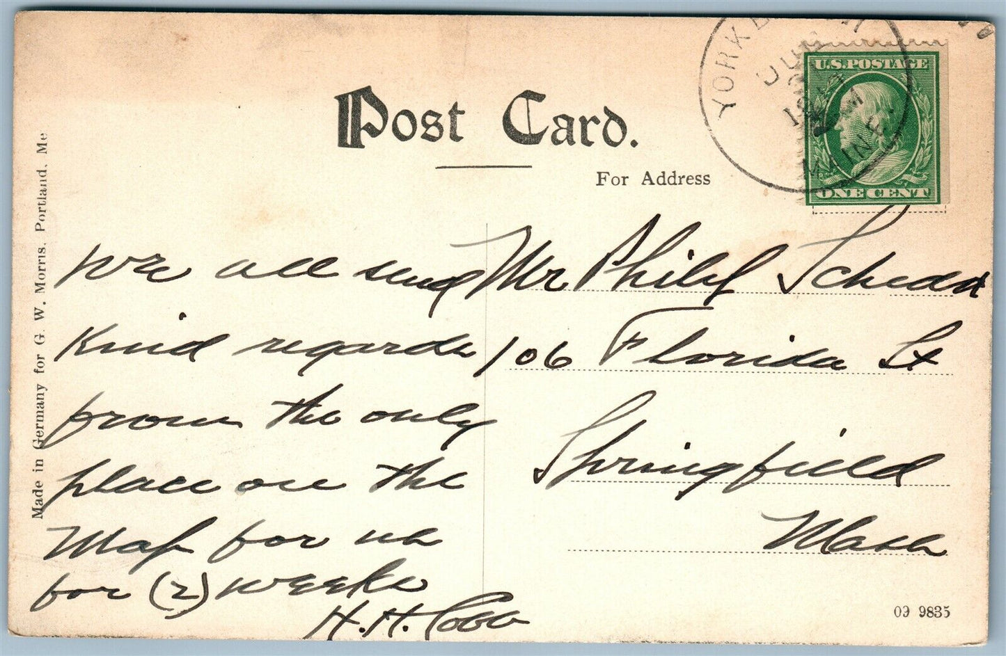 YORK BEACH ME HOTEL ROCKAWAY ANTIQUE POSTCARD