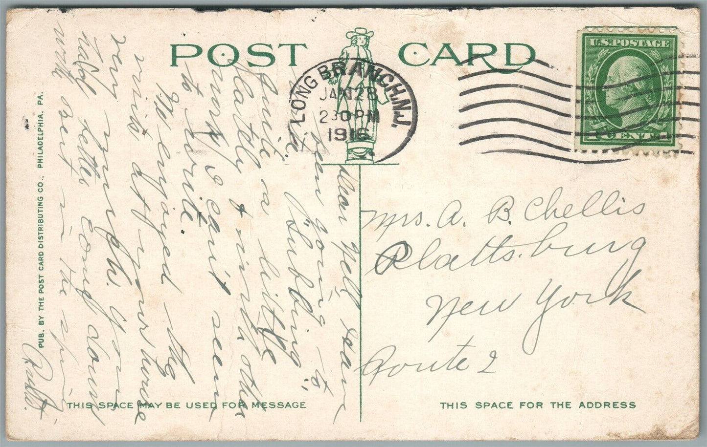 LONG BRANCH NJ THIRD AVENUE ANTIQUE POSTCARD