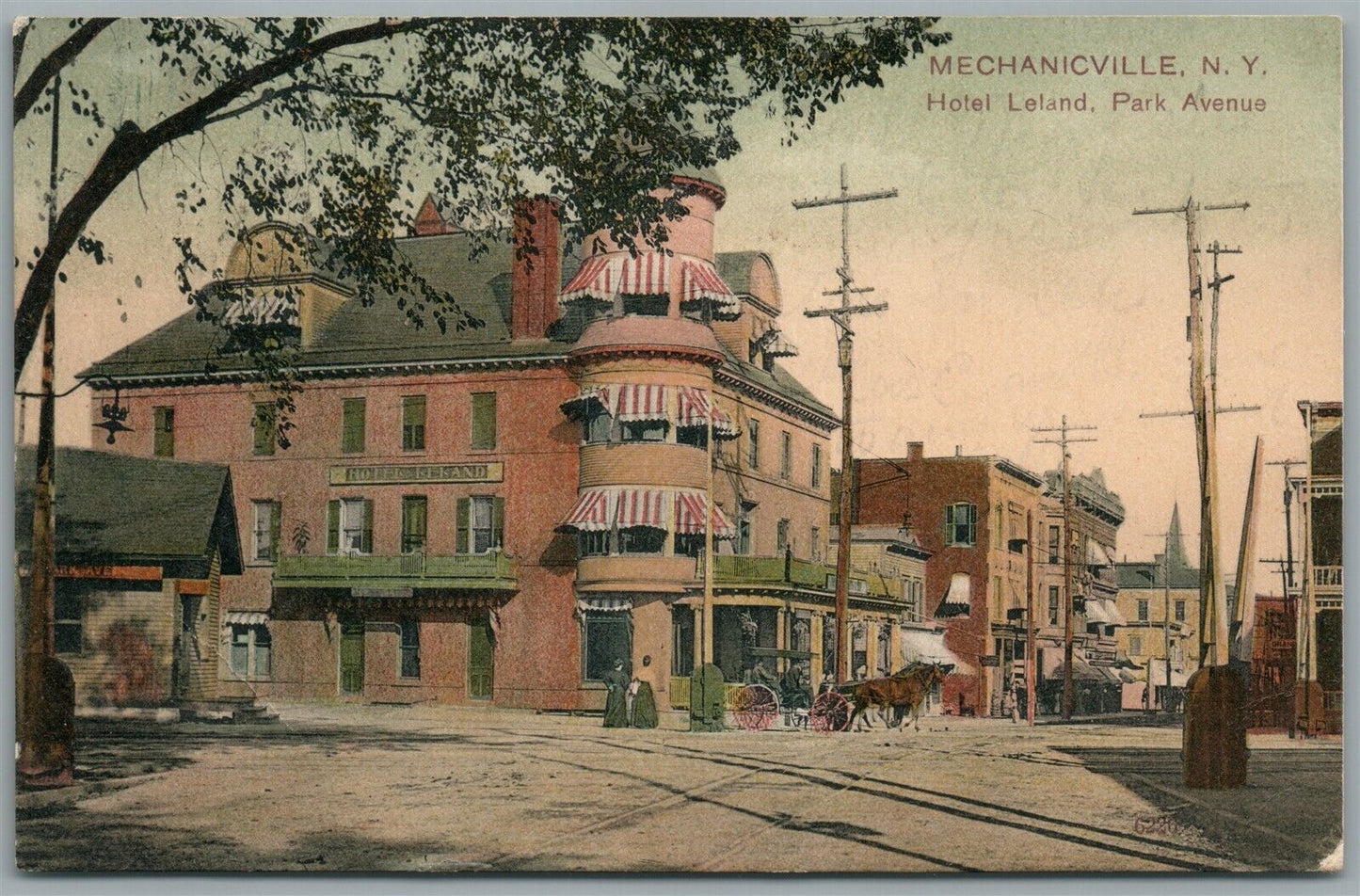 MECHANICSVILLE NY HOTEL LELAND PARK AVENUE ANTIQUE POSTCARD
