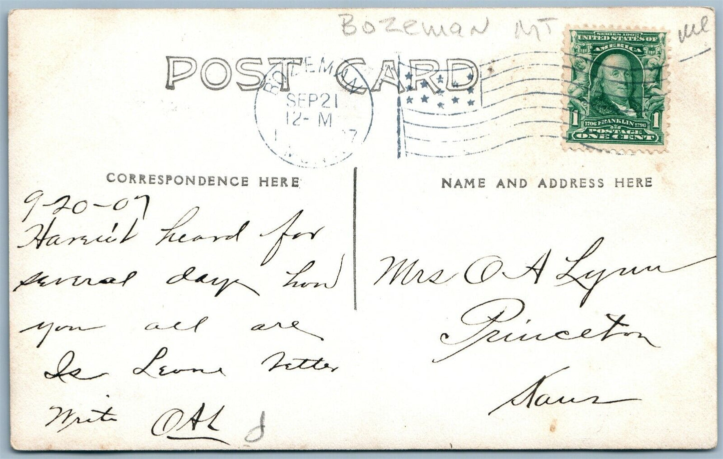 BOZEMAN MT STREET PARADE SCENE 1907 ANTIQUE REAL PHOTO POSTCARD RPPC