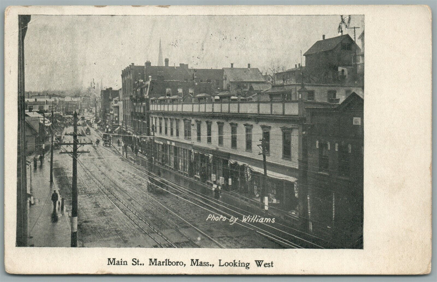 MARLBORO MA MAIN STREET ANTIQUE POSTCARD
