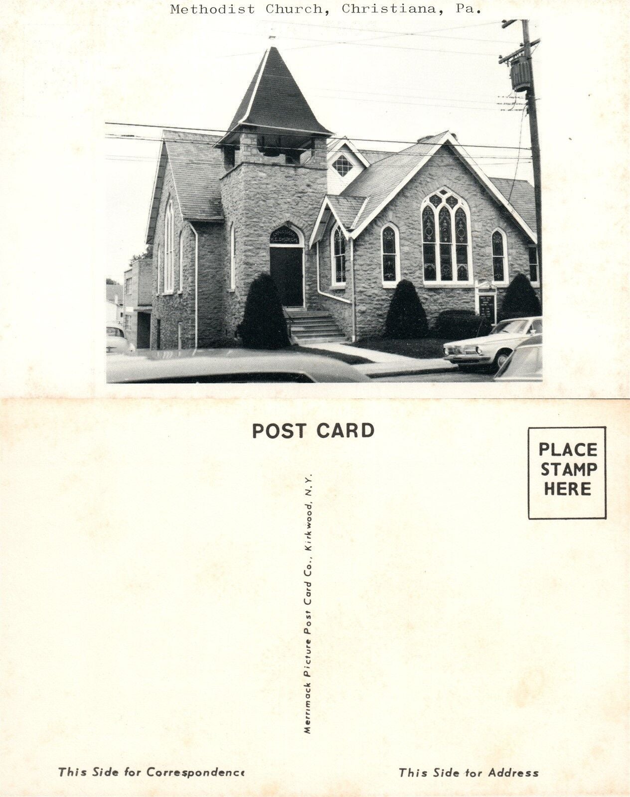 CHRISTIANA PA METHODIST CHURCH VINTAGE POSTCARD