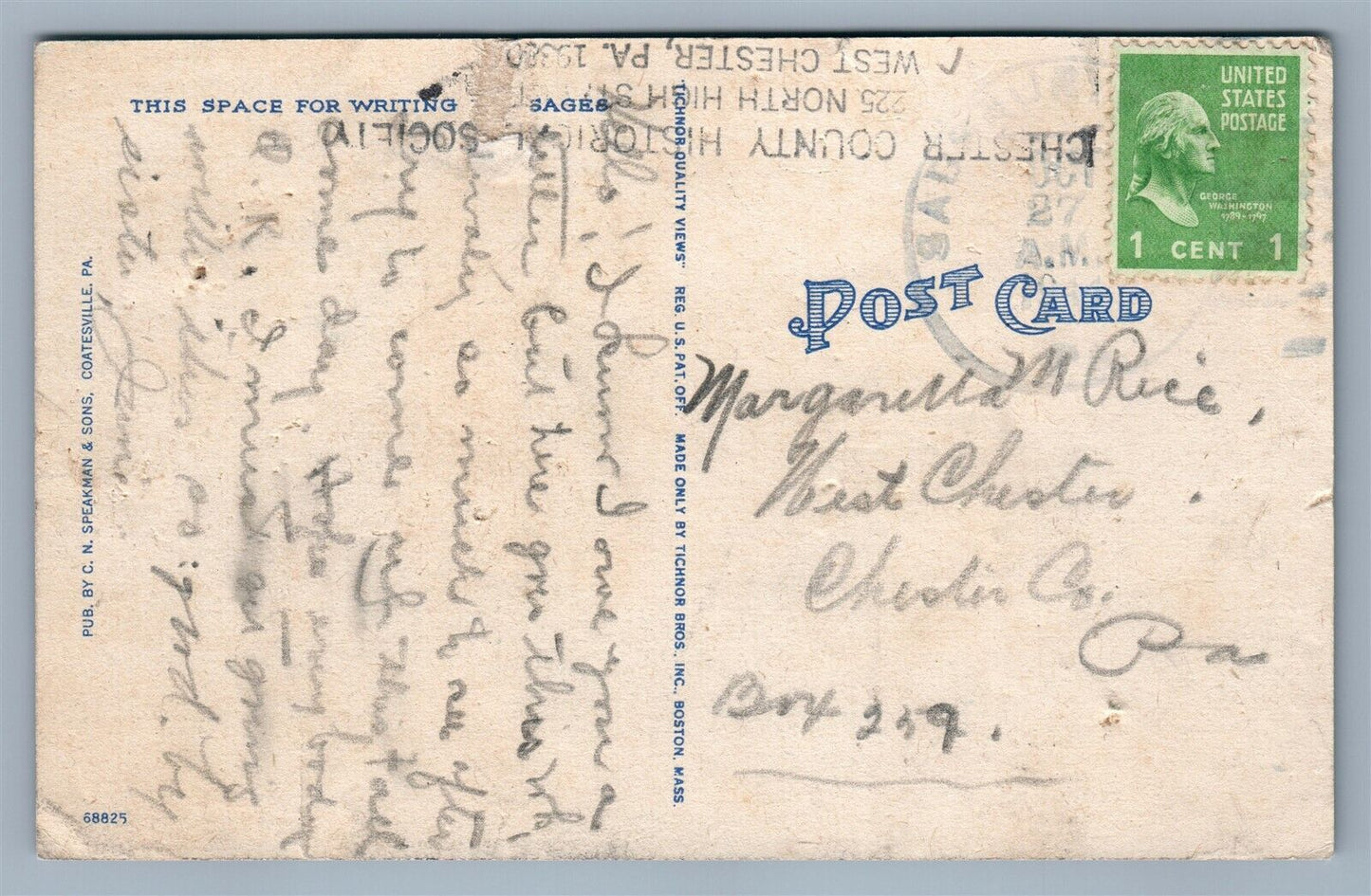 COATESVILLE PA US VETERANS HOSPITAL VINTAGE POSTCARD