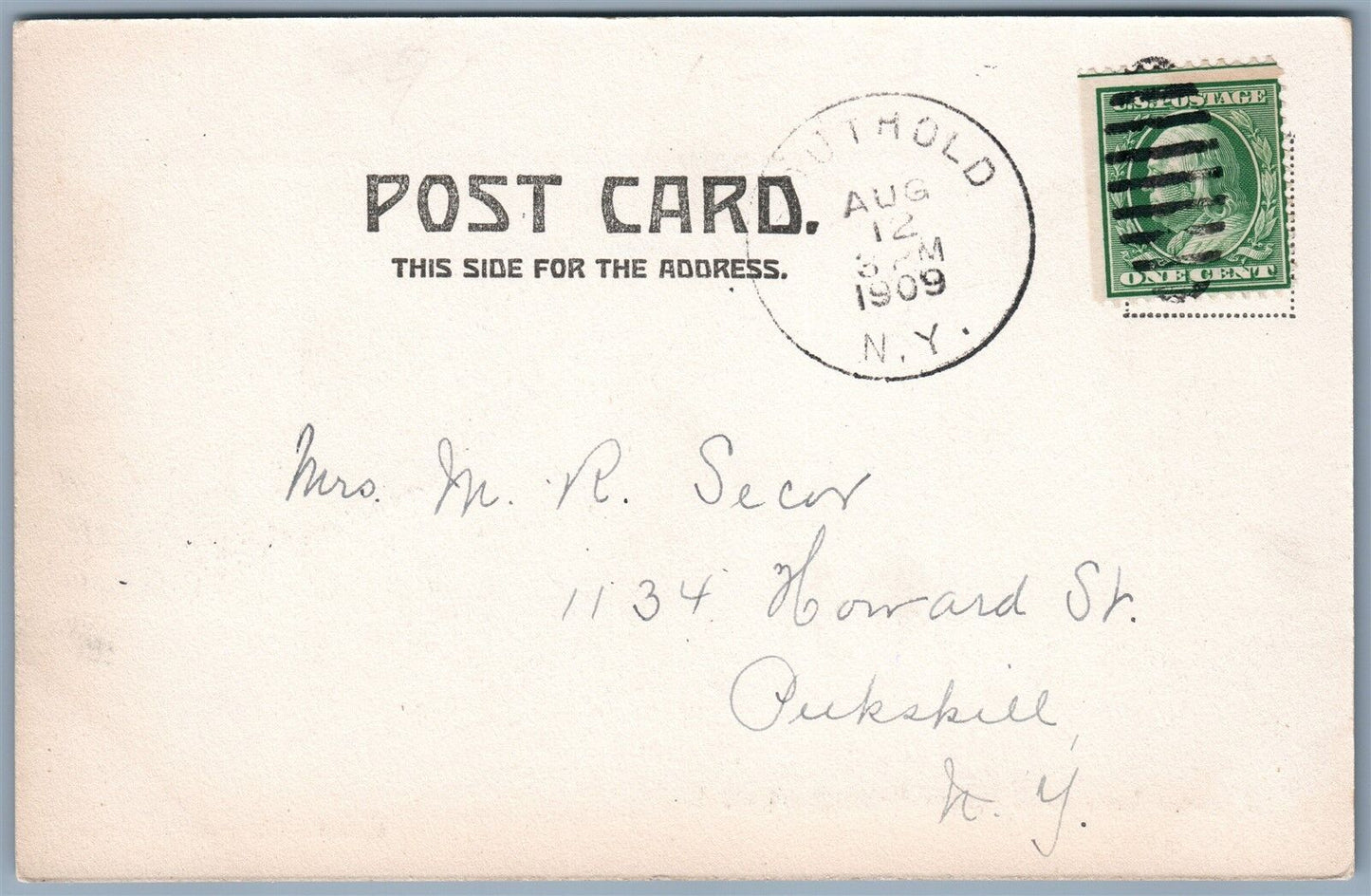 SOUTHOLD LONG ISLAND NY PECONIE LANE 1909 UNDIVIDED ANTIQUE POSTCARD