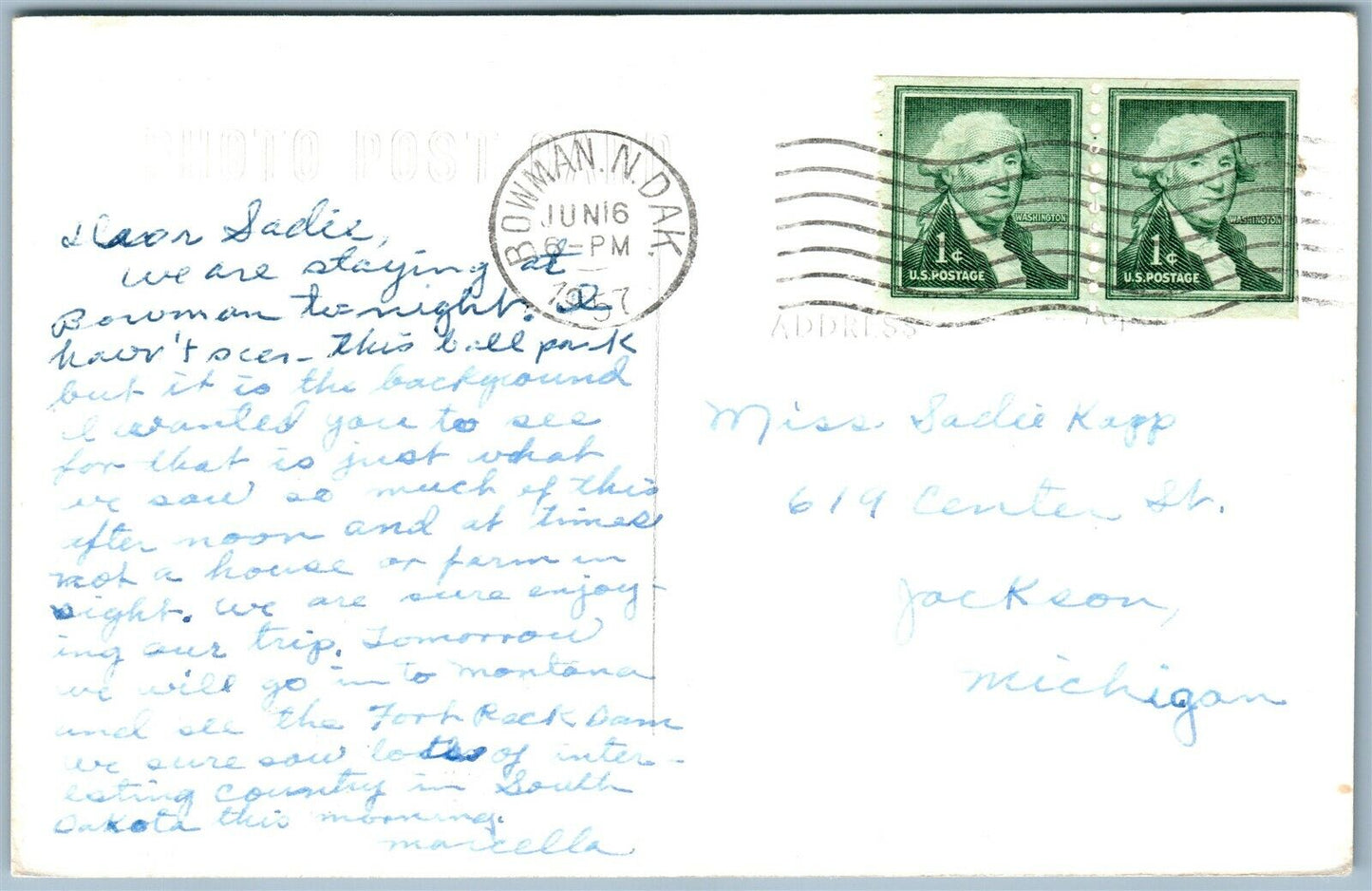 BOWMAN N.DAKOTA BALL PARK VINTAGE REAL PHOTO POSTCARD RPPC