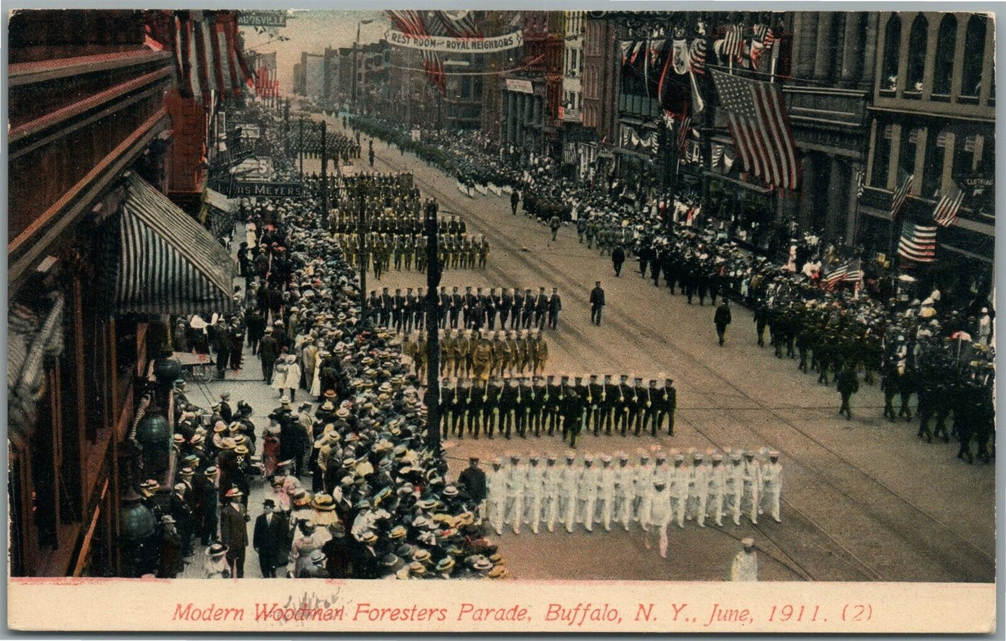 BUFFALO NY 1911 MODERN WOODMEN FORESTERS PARADE ANTIQUE POSTCARD